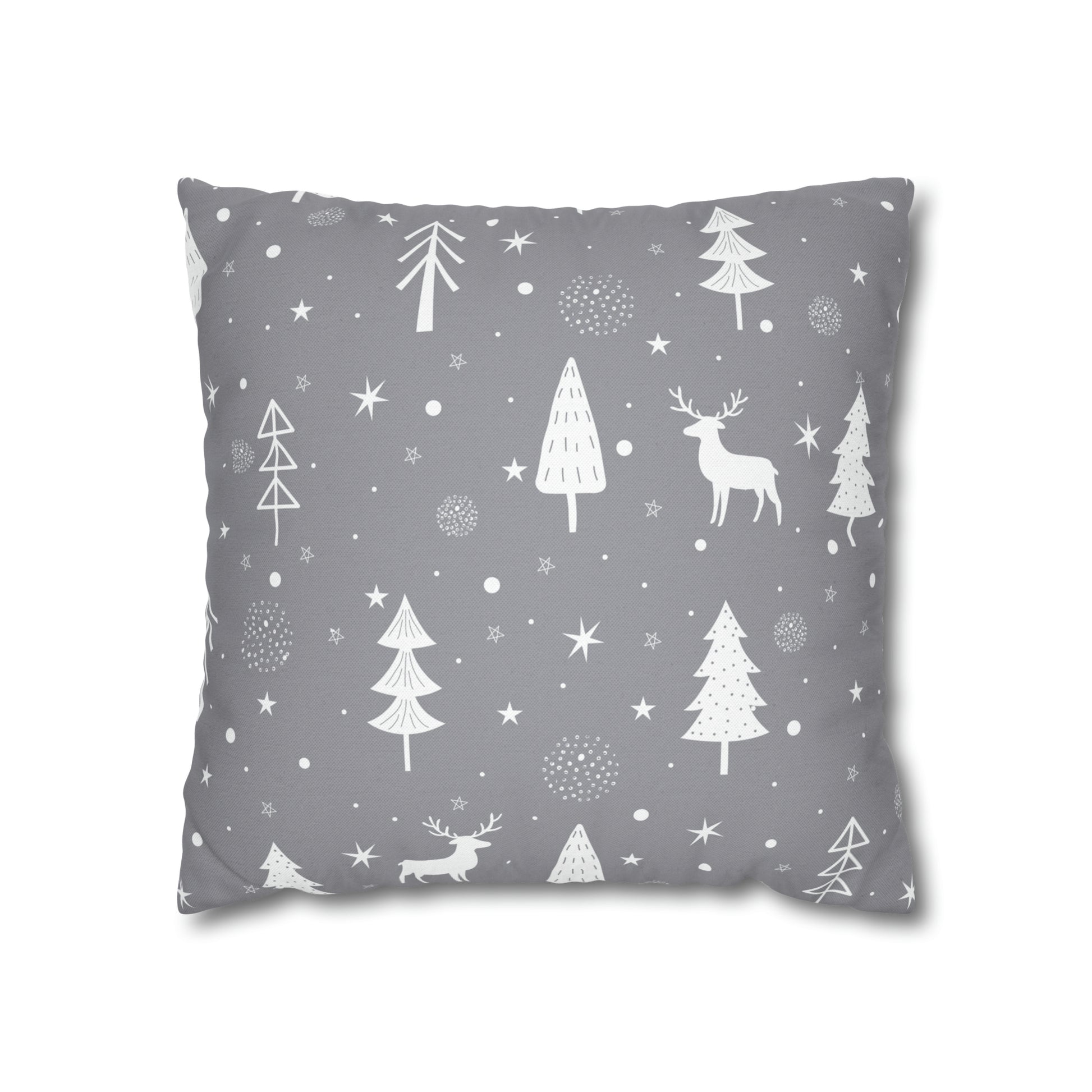 Reindeer Winter Wonderland Pillowcase Gray Holiday Pillow Christmas Gift (A), Holiday Gift    - HolidayShoppingFinds