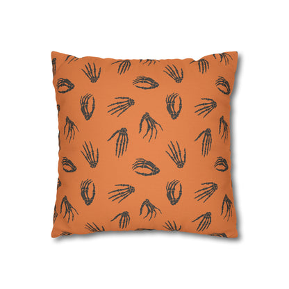 Skeleton Hands Pillowcase Halloween Orange Pillow Spooky Accent Pillow    - HolidayShoppingFinds