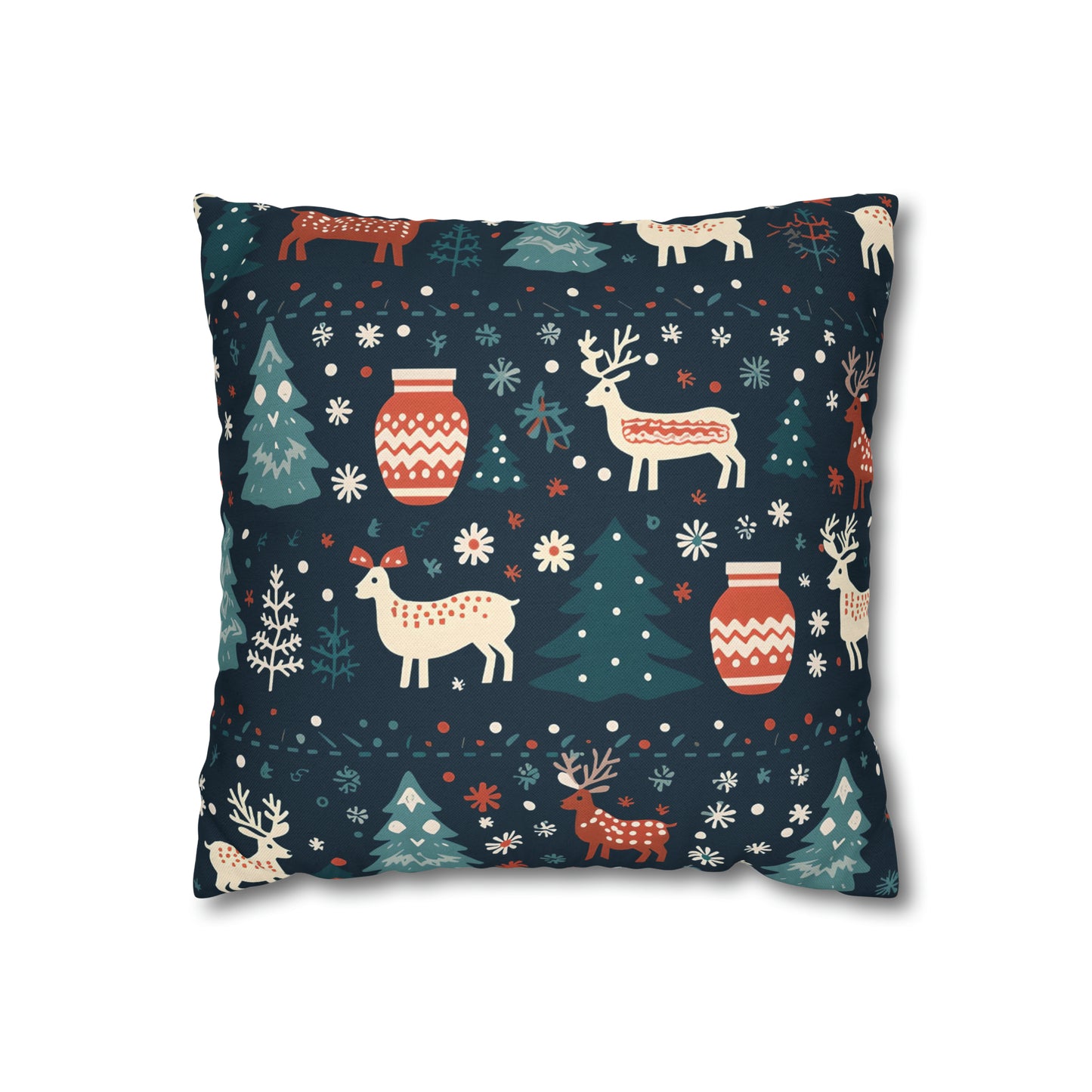 Holiday Pillowcase, Winter Accent Pillow Case with Reindeers, Christmas Trees, Snowflakes, Holiday Gift    - HolidayShoppingFinds