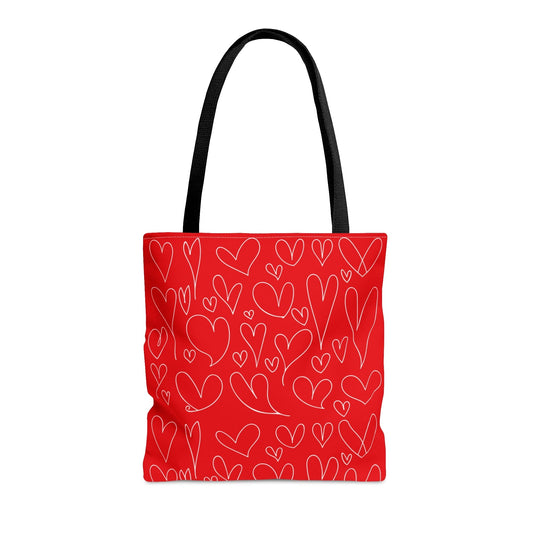 Red Hearts Valentine Hand Tote Bag - Valentine's Day Tote Bag Gift Medium   - HolidayShoppingFinds