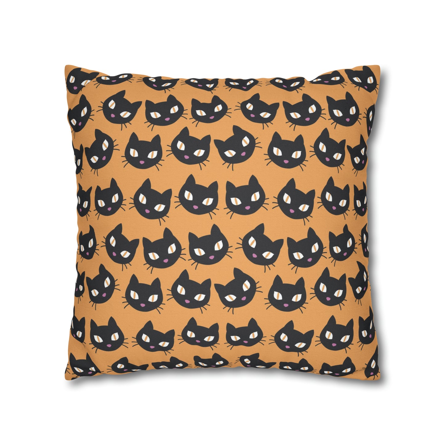 Cute Black Cats Halloween Pillowcase, Halloween Orange Throw Pillow Cover, Spooky Pillow, Square 2-Sided Pillow Case    - HolidayShoppingFinds