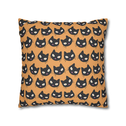 Cute Black Cats Halloween Pillowcase, Halloween Orange Throw Pillow Cover, Spooky Pillow, Square 2-Sided Pillow Case    - HolidayShoppingFinds