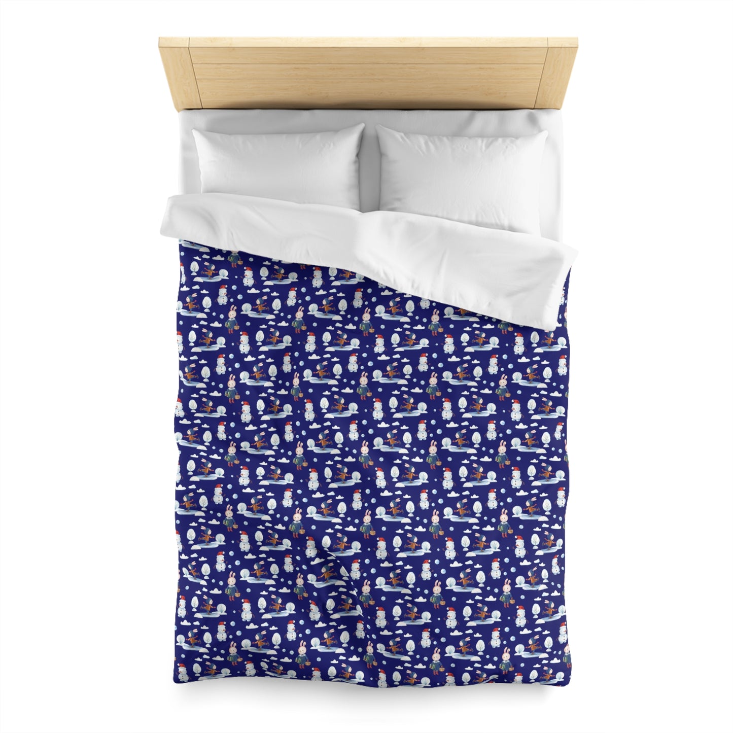 Snowman Duvet Covet, Holiday Duvet, Winter Blue Duvet Twin/TwinXL/Queen/King Duvet Twin White  - HolidayShoppingFinds