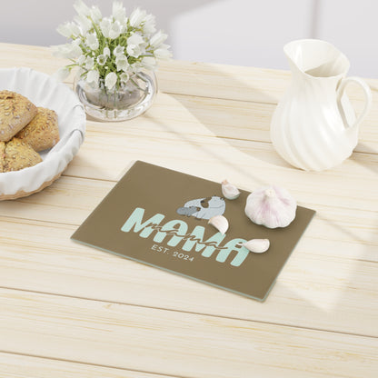 Personalized Mama Capybara Glass Cutting Board Khaki, Gift For Moms    - HolidayShoppingFinds