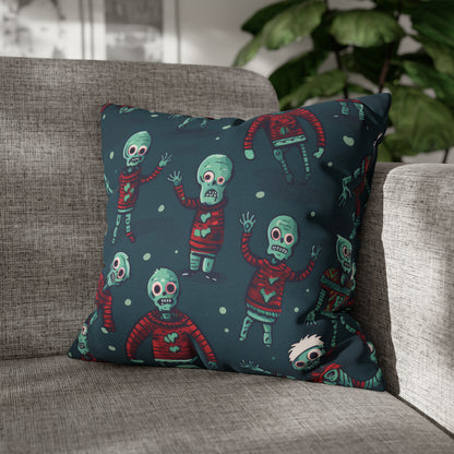 Zombie Decorative Pillowcase, Zombie Home Decor Pillow Cover Teal, Square 2-Sided Pillow 18" × 18"   - HolidayShoppingFinds