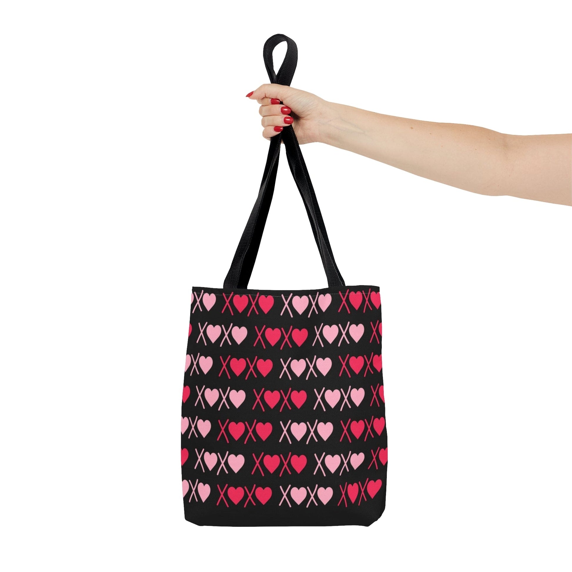 XOXO Pink Hearts Pattern Black Tote Bag - Valentine's Gift    - HolidayShoppingFinds