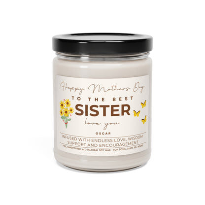 Personalized Happy Mother's Day Candle for Sister Custom Gift for Moms To The Best Mom Mommy Mama Mami Mum, Mother's Day Gift (J) Coconut Cream + Cardamom 9oz  - HolidayShoppingFinds