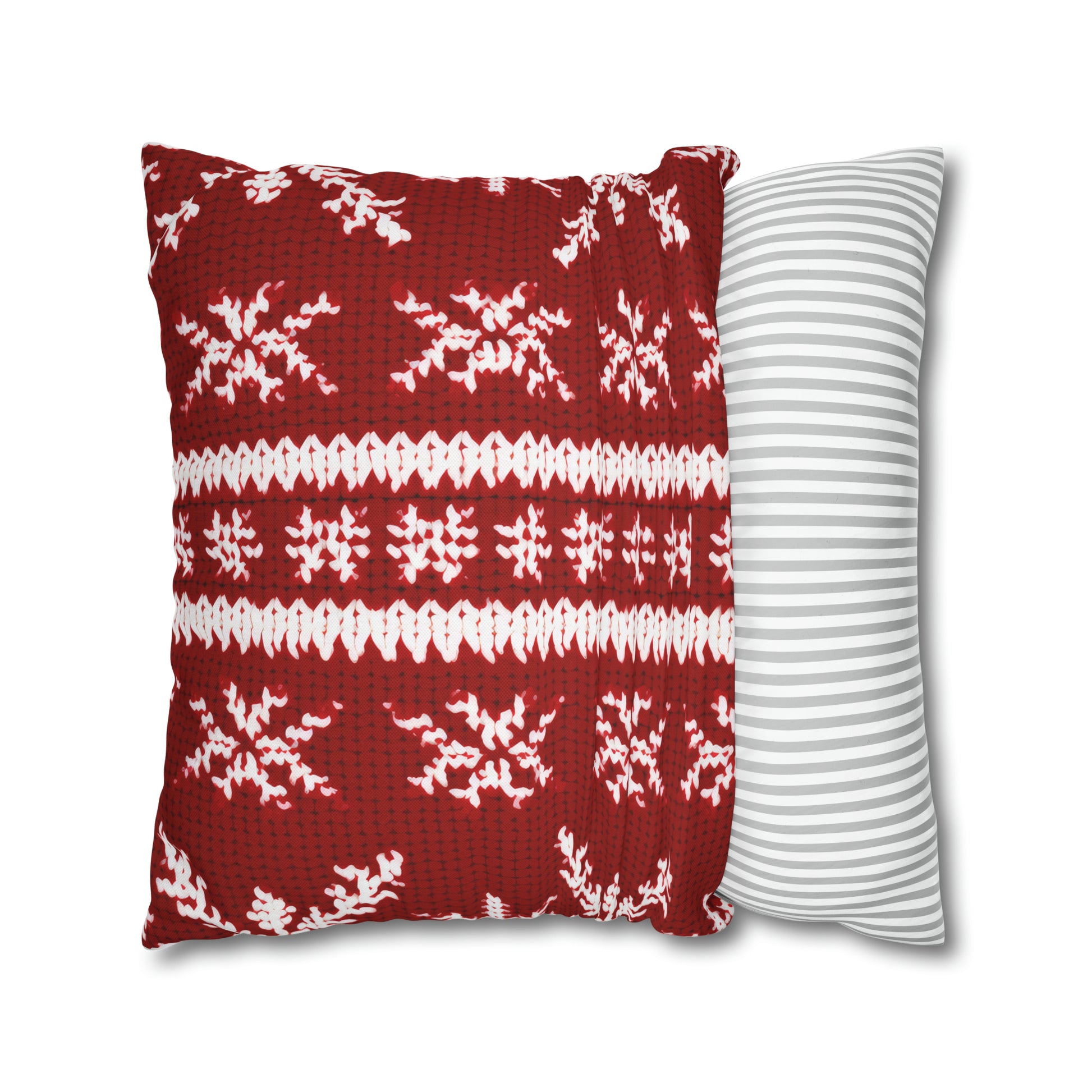 Scandinavian Holiday Pattern Red Square Pillow Case, Christmas Pillow Throw, Holiday Gift    - HolidayShoppingFinds