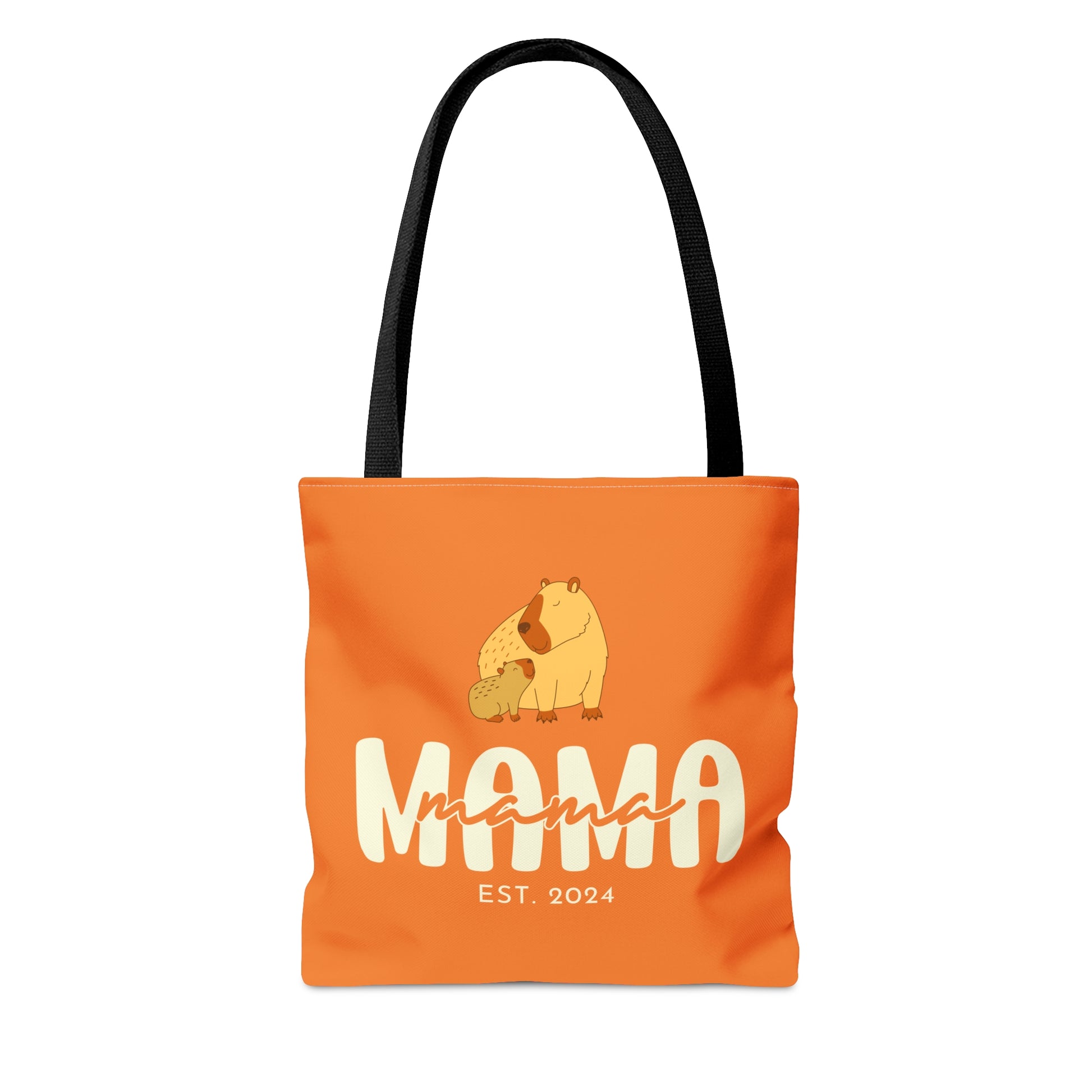 Custom Mama Capybara Tote Bag Orange, Gift for Mom Custom Tote Bag    - HolidayShoppingFinds