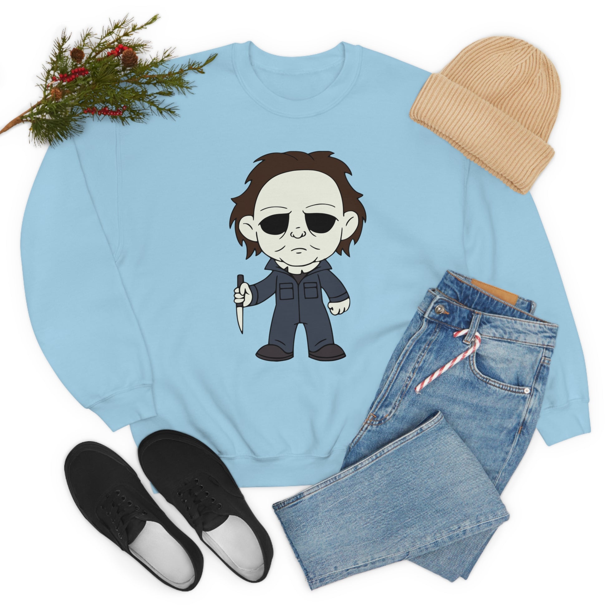 Michael Myers You Can't Kill the Boogieman Halloween Unisex Sweatshirt S-5XL S Light Blue  - HolidayShoppingFinds