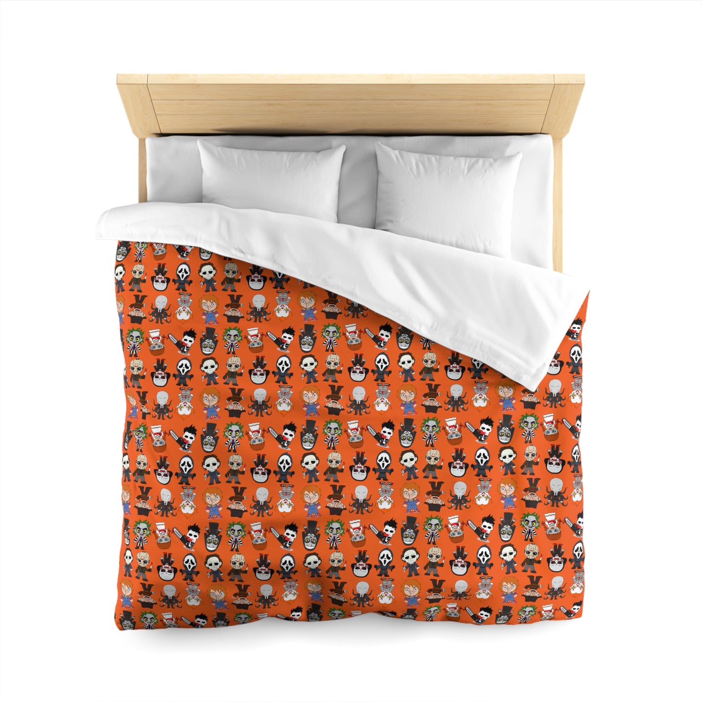 Halloween Killers Duvet Cover, Horror Movie Villains Orange Twin/TwinXL/Queen/King Duvet Queen White  - HolidayShoppingFinds