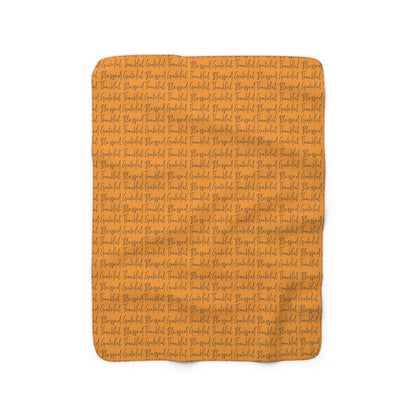 Thankful Blessed Grateful Sherpa Fleece Blanket, Fall Throw Blanket    - HolidayShoppingFinds