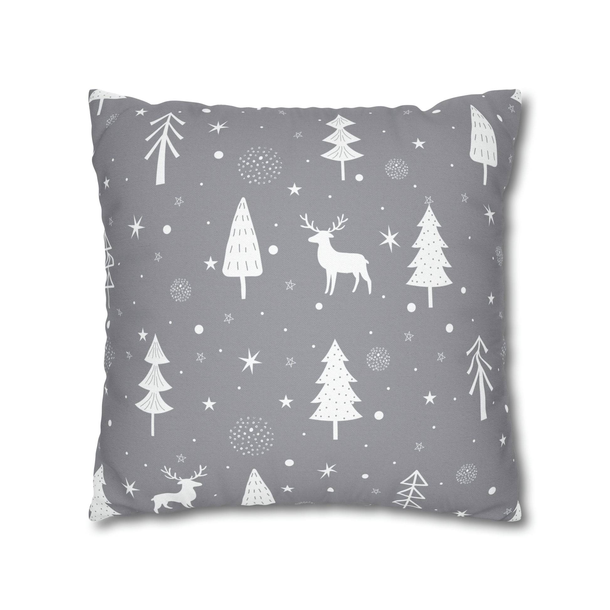 Reindeer Winter Wonderland Pillowcase Gray Holiday Pillow Christmas Gift (A), Holiday Gift    - HolidayShoppingFinds