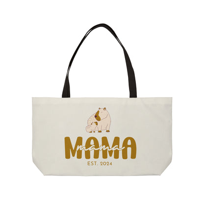 Personalized Mama Capybara Weekender Tote Beige, Gift For Mom 24" × 13"   - HolidayShoppingFinds