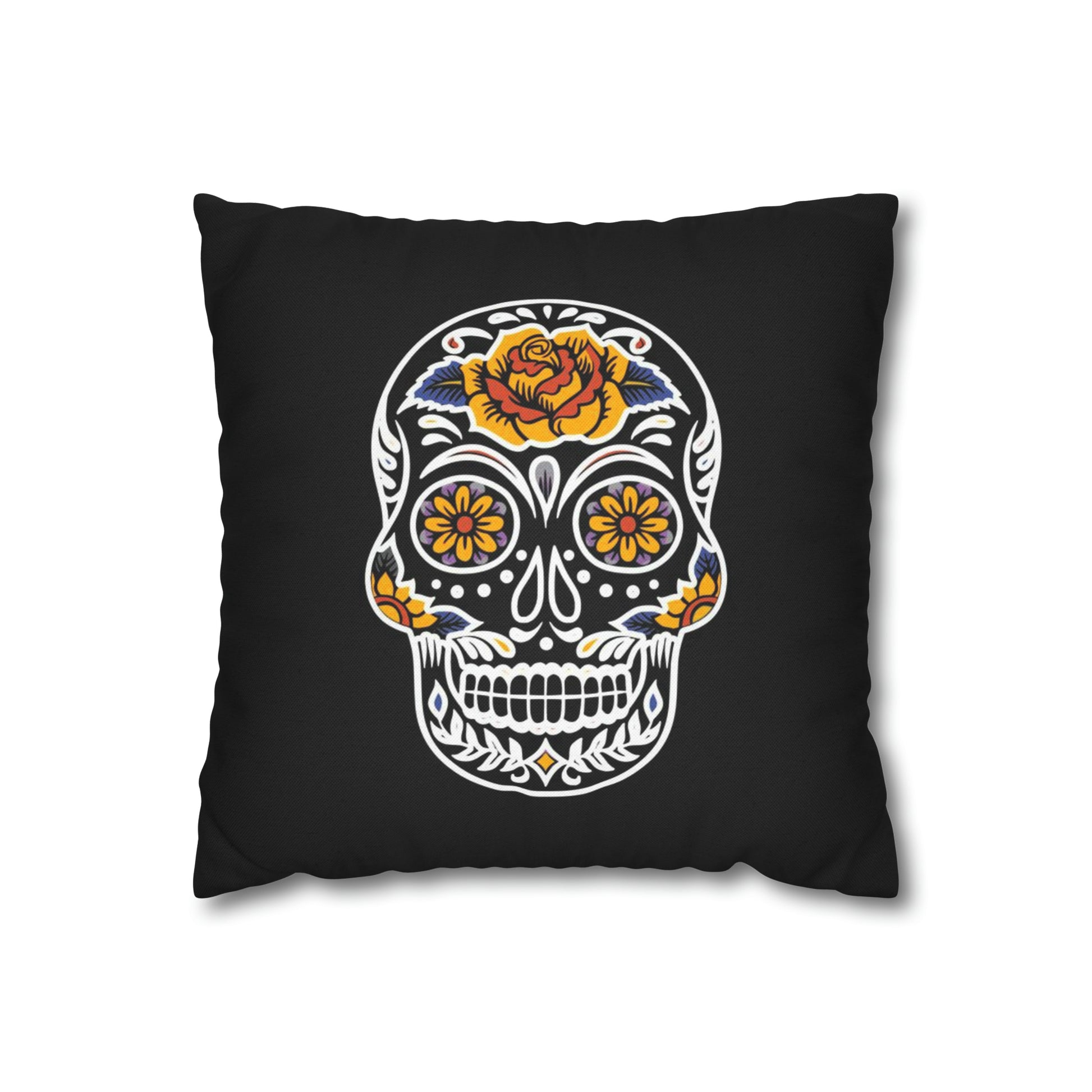 Sugar Skull Pillowcase, Day of the Dead Pillow, Dia De Los Muertos Pillow, Black Gothic Pillow, 2-Sided Square Pillow Cover    - HolidayShoppingFinds