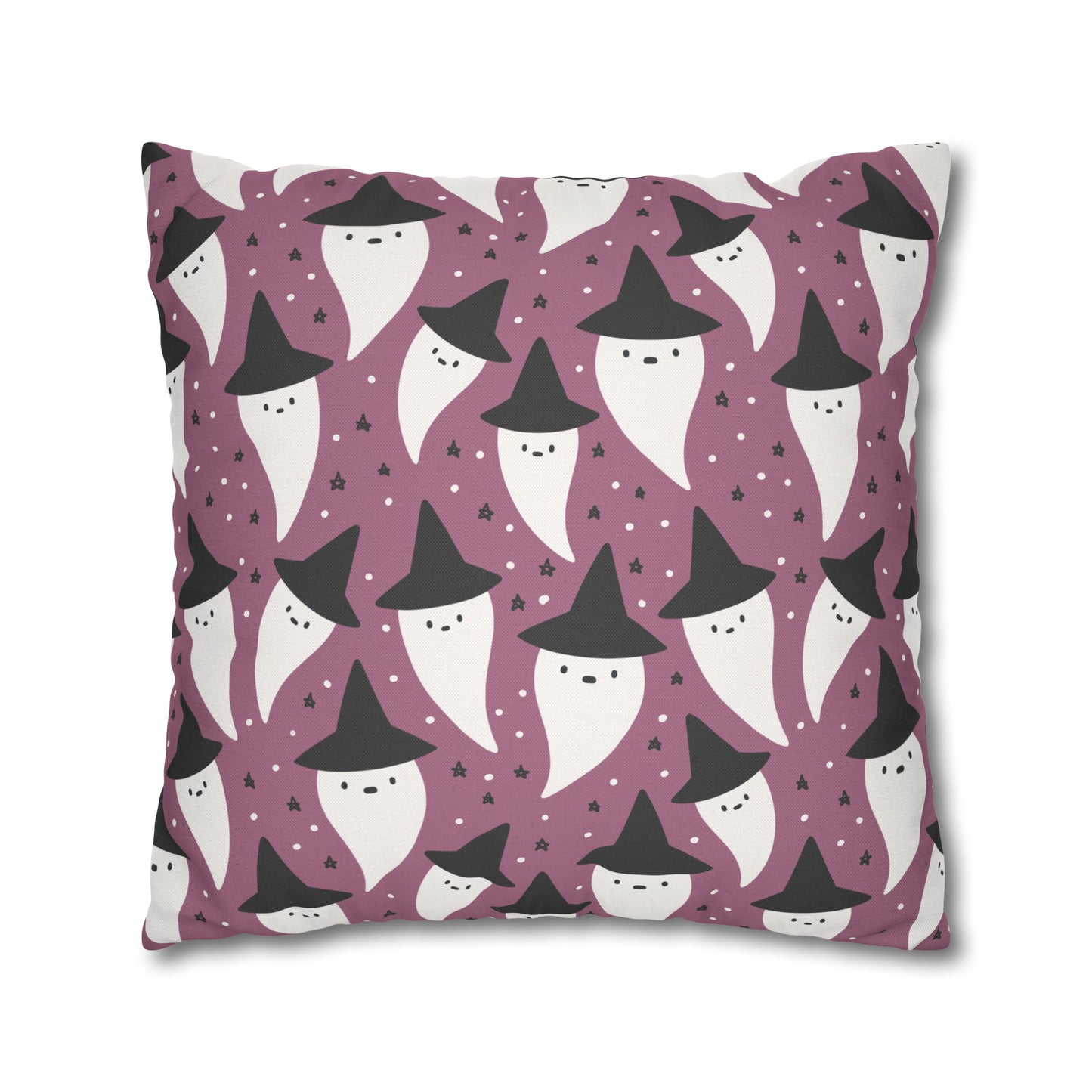 Whimsical Pillowcase, Spooky Ghosts Halloween Purple Pillow Cover, Square Accent Pillow Case    - HolidayShoppingFinds