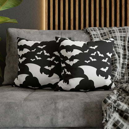 Spooky Bats Pillowcase, Halloween Black Pillow Cover, B&W Goth Pillow, Square 2-Sided Decorative Pillow    - HolidayShoppingFinds