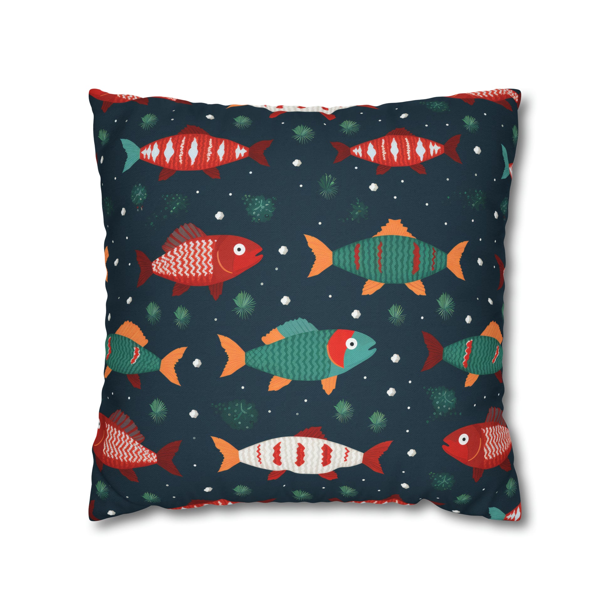 Marine Life Pillowcase, Fish Print Underwater Ocean Blue Pillow Cover Coastal Décor    - HolidayShoppingFinds