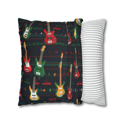 Rockstar Electric Guitar Pillowcase Cover, Red Green Yellow Guitars Accent Pillow    - HolidayShoppingFinds