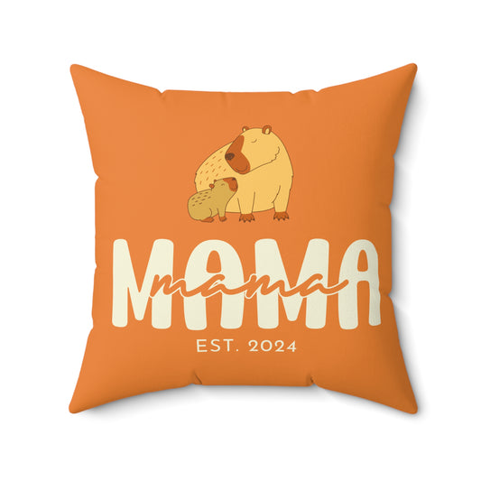 Personalized Mama Capybara Pillow Orange, Gift For Mom, Custom Pillow with insert 20" × 20"   - HolidayShoppingFinds