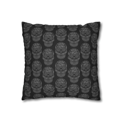 Sugar Skull Pillowcase, Day of the Dead Pillow, Dia De Los Muertos Pillow, Black Gothic Pillow, 2-Sided Square Pillow Cover    - HolidayShoppingFinds