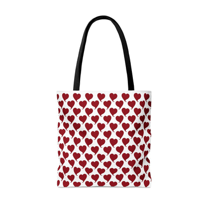 Red Hearts Pattern Hand Tote Bag, Valentine's Day Gift    - HolidayShoppingFinds