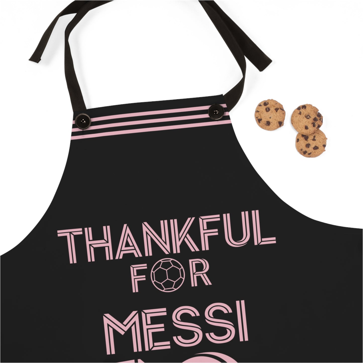 Thankful for Messi 10 Chef Apron, Miami Fútbol Soccer Fan Cooking Wear, Black Apron    - HolidayShoppingFinds