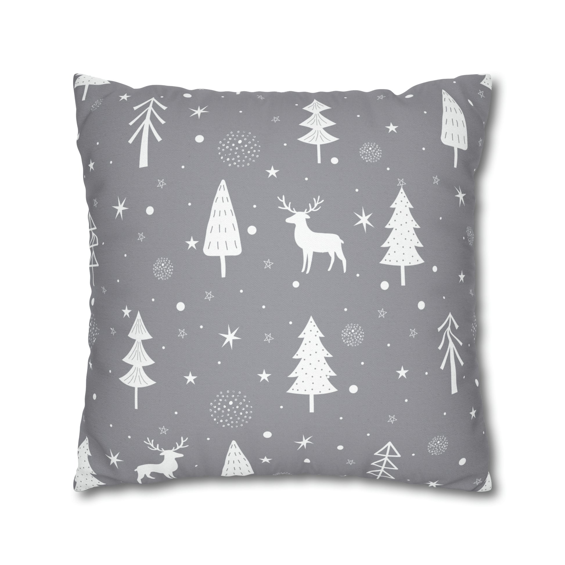 Reindeer Winter Wonderland Pillowcase Gray Holiday Pillow Christmas Gift (A), Holiday Gift    - HolidayShoppingFinds