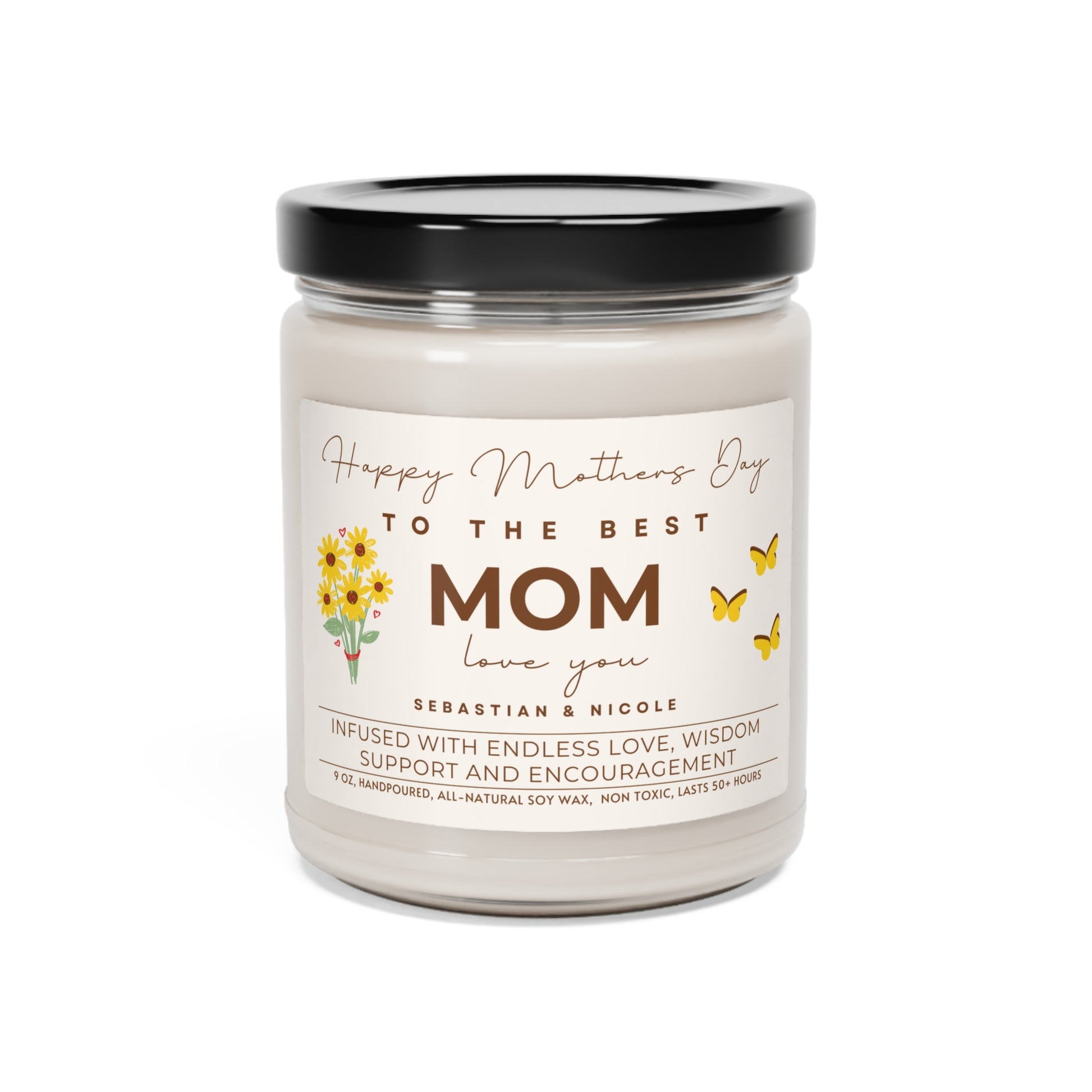 Personalized Mother's Day Gift To the Best Mom Candle Gift (A) 100% Vegan Soy Wax Candle Eco-Friendly Long-Lasting Candle Coconut Cream + Cardamom 9oz  - HolidayShoppingFinds