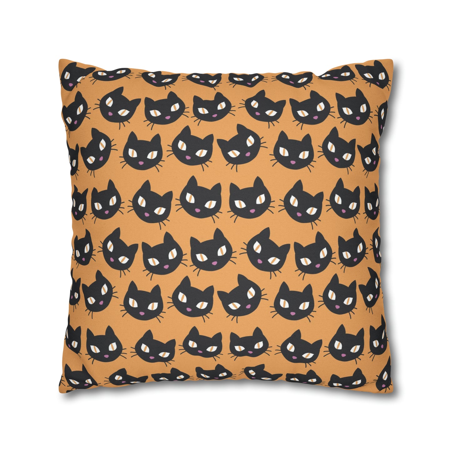 Cute Black Cats Halloween Pillowcase, Halloween Orange Throw Pillow Cover, Spooky Pillow, Square 2-Sided Pillow Case    - HolidayShoppingFinds