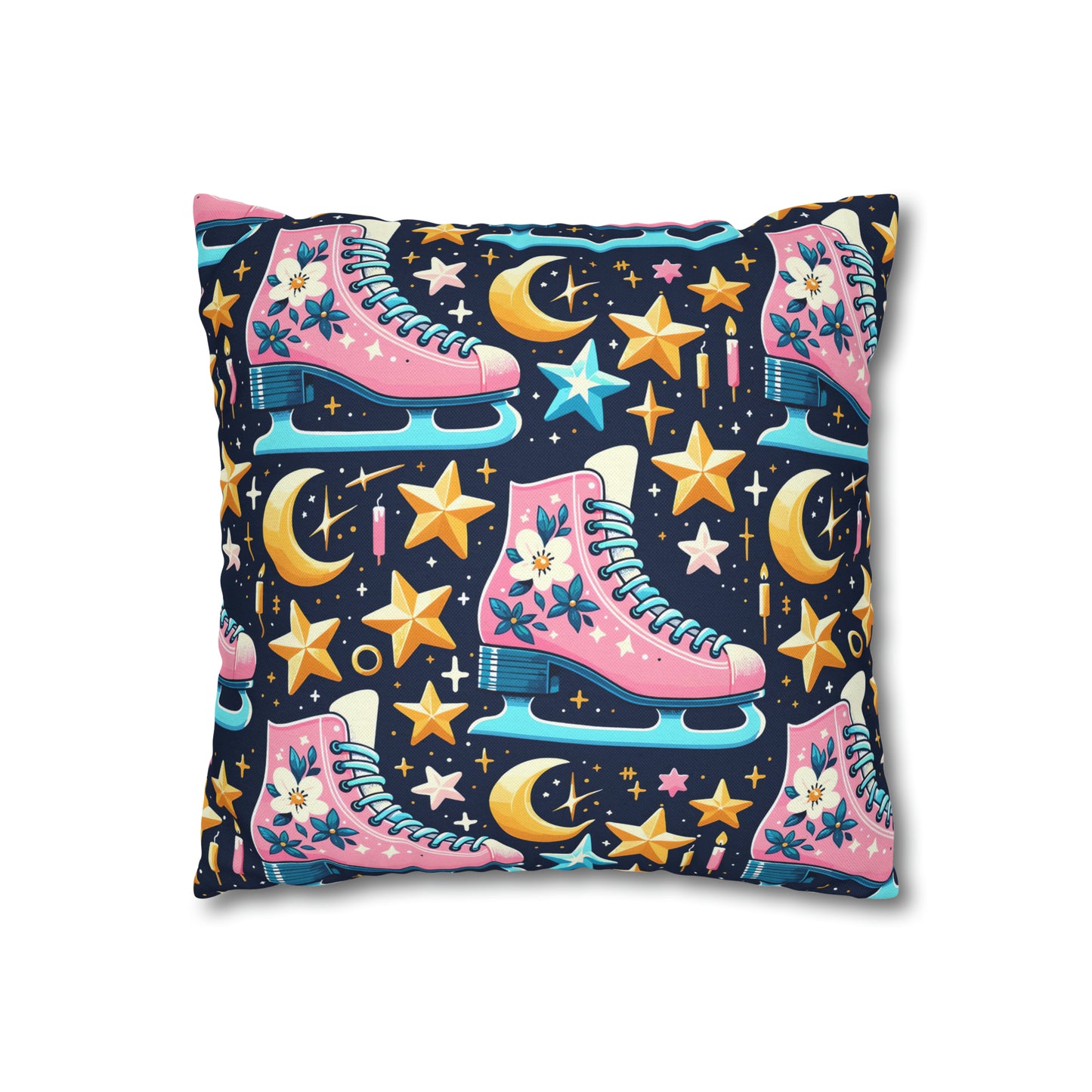 Roller Skates Pillowcase, 80s Vintage Retro Skates Pink Pillow Cover    - HolidayShoppingFinds