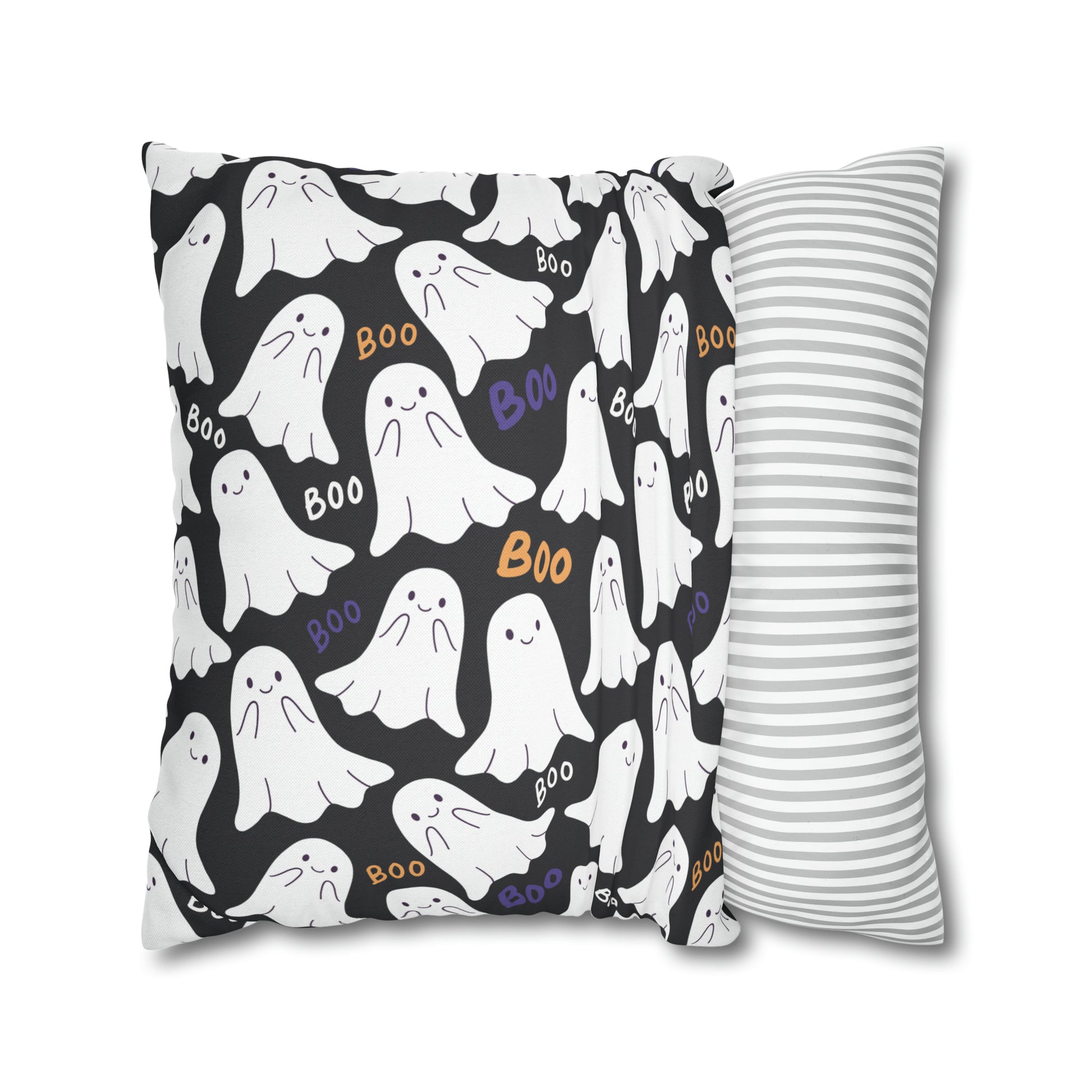 BOO Ghost Decorative Pillowcase Halloween Ghost Spooky Sofa Pillow B&W    - HolidayShoppingFinds