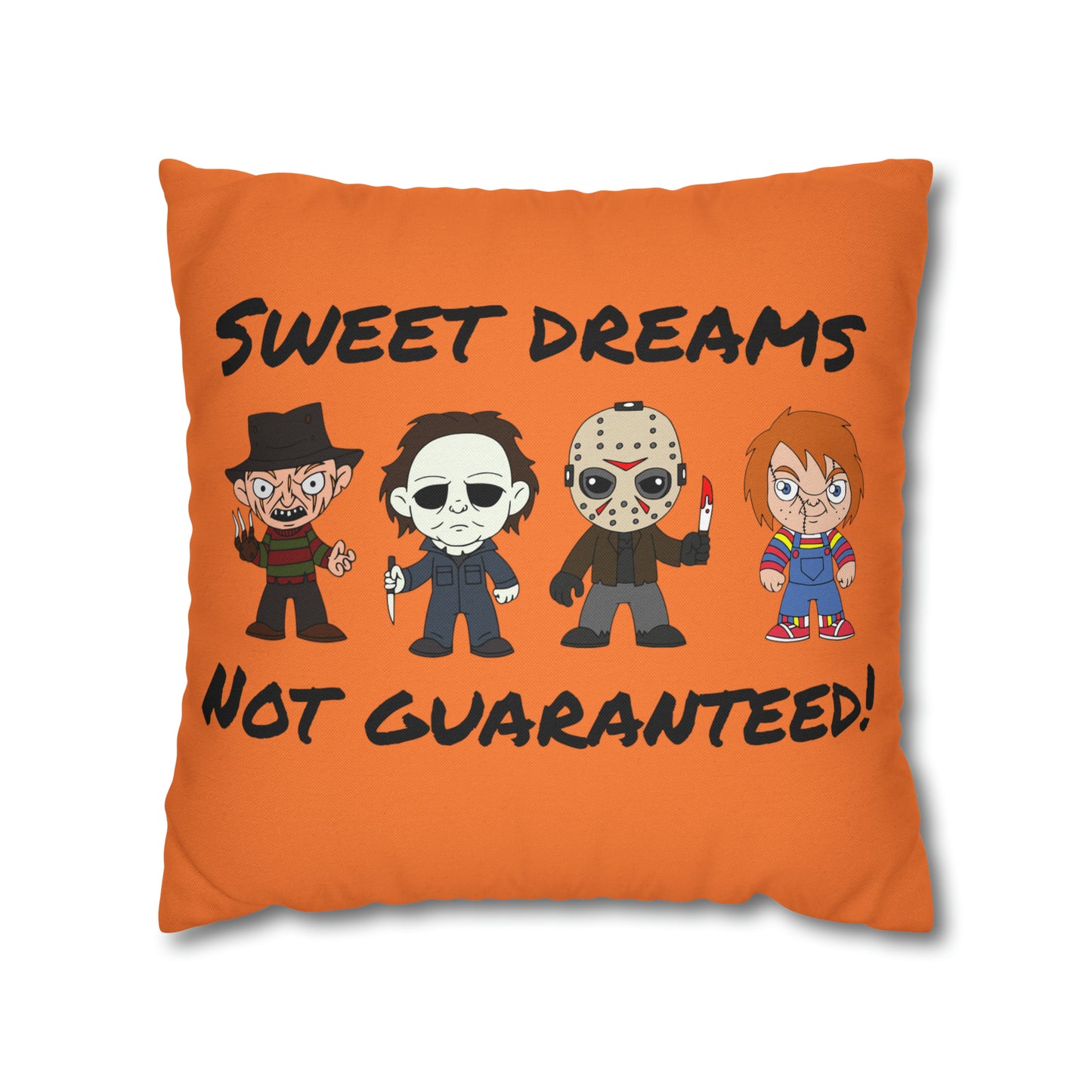 Halloween Horror Movie Characters Pillowcase, Halloween Killers Villains Orange Pillow, Horror Movie Fan Gift Pillow Cover    - HolidayShoppingFinds