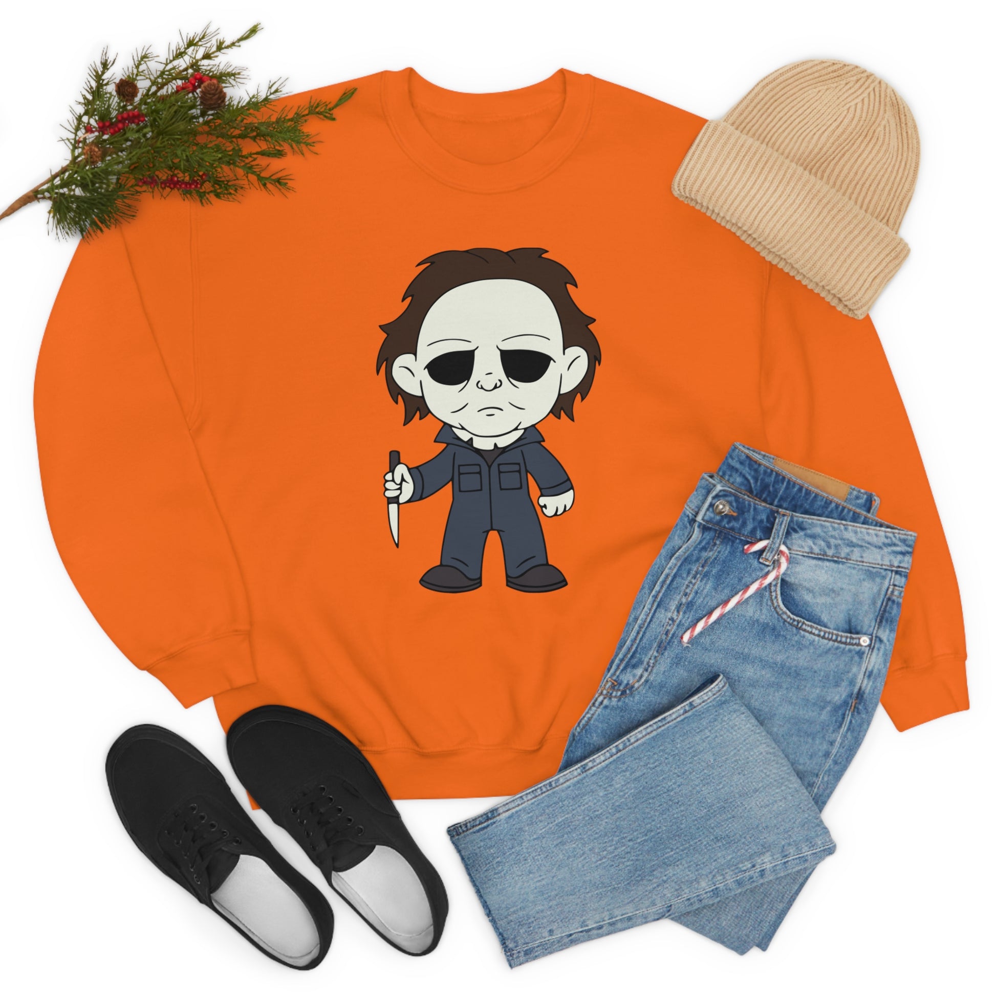 Michael Myers You Can't Kill the Boogieman Halloween Unisex Sweatshirt S-5XL S Orange  - HolidayShoppingFinds