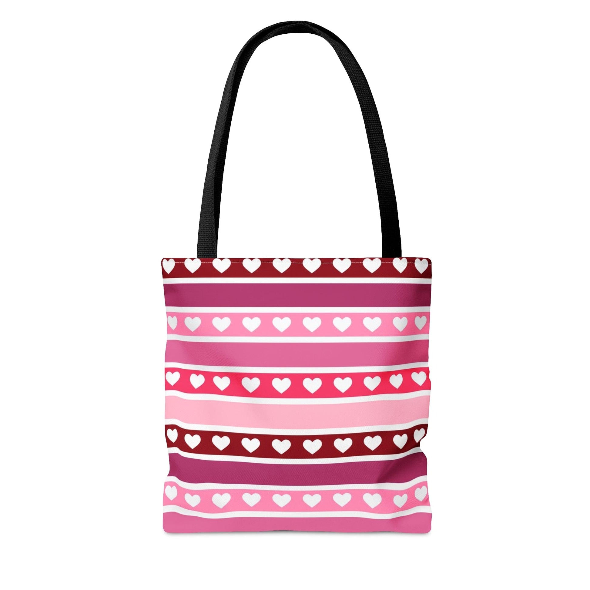 Cute Pink Hearts Valentine Tote Bag with Black Handle    - HolidayShoppingFinds