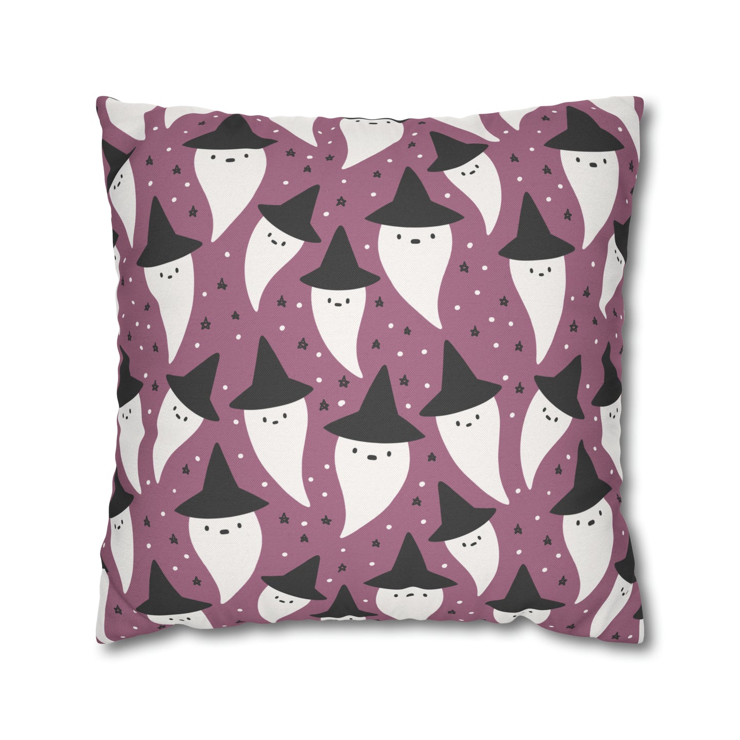 Whimsical Pillowcase, Spooky Ghosts Halloween Purple Pillow Cover, Square Accent Pillow Case    - HolidayShoppingFinds