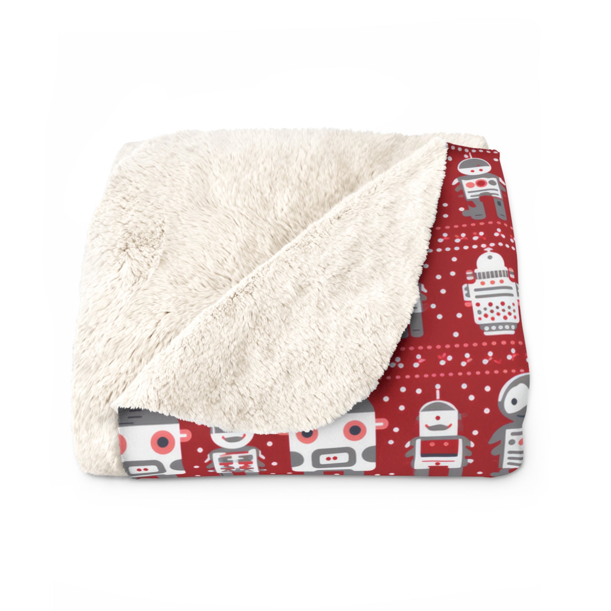 Robots Sherpa Blanket, Gamers Red Throw Blanket, Kids Teens Blanket    - HolidayShoppingFinds