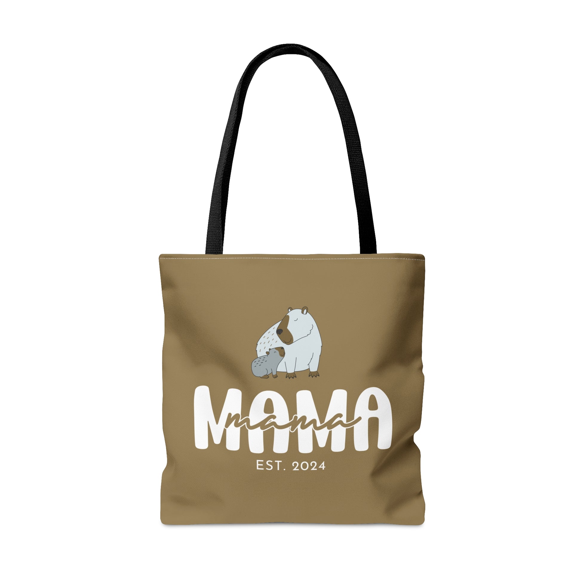 Custom Mama Capybara Tote Bag Khaki, Gift for Mom Custom Tote Bag    - HolidayShoppingFinds