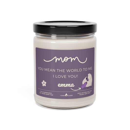 Personalized Mom Capybara Candle, Custom Gift for Moms, I Love You Mom, Scented Candle Mom Birthday Gift Mothers Day Gift Motherhood(Purple) Clean Cotton 9oz  - HolidayShoppingFinds
