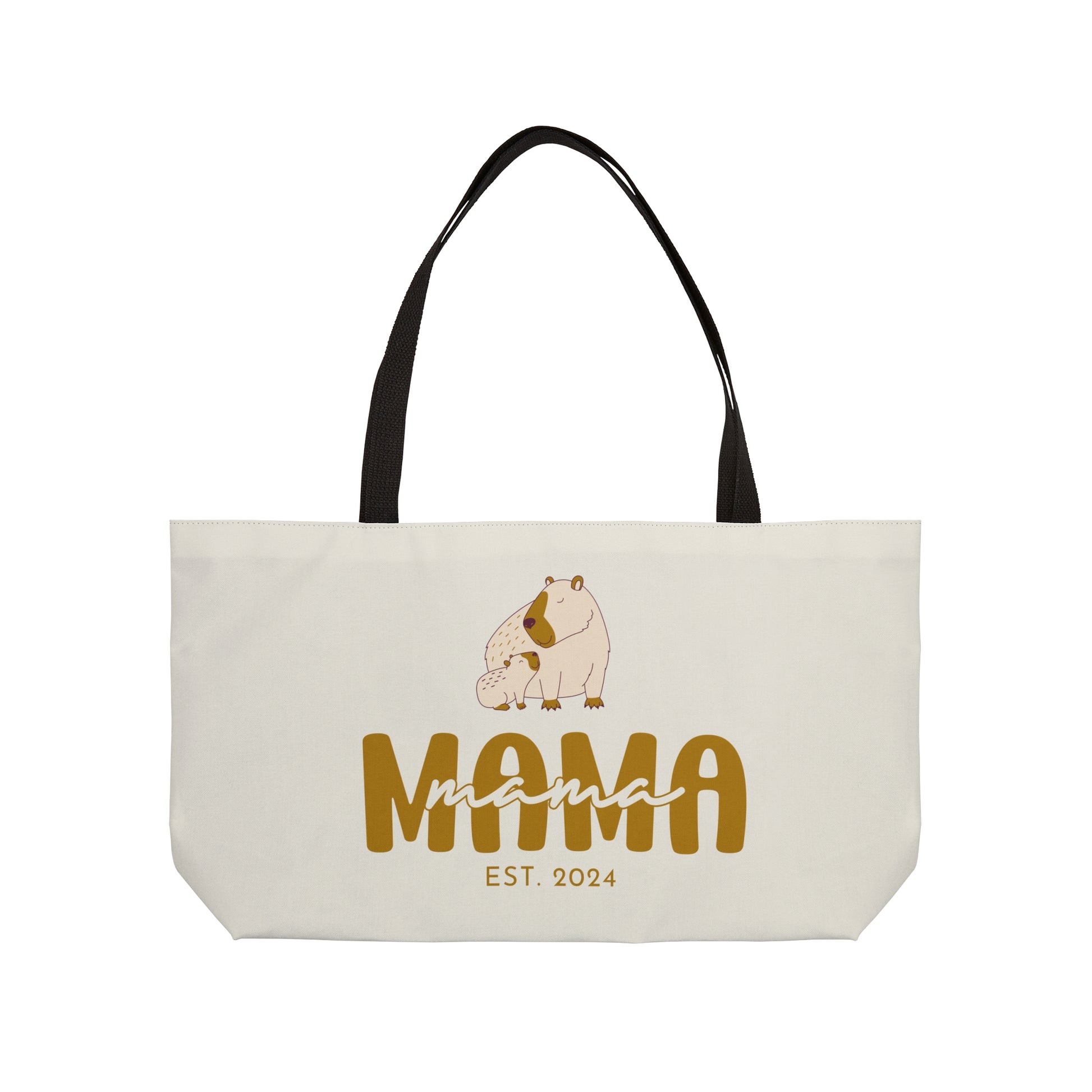 Personalized Mama Capybara Weekender Tote Beige, Gift For Mom    - HolidayShoppingFinds