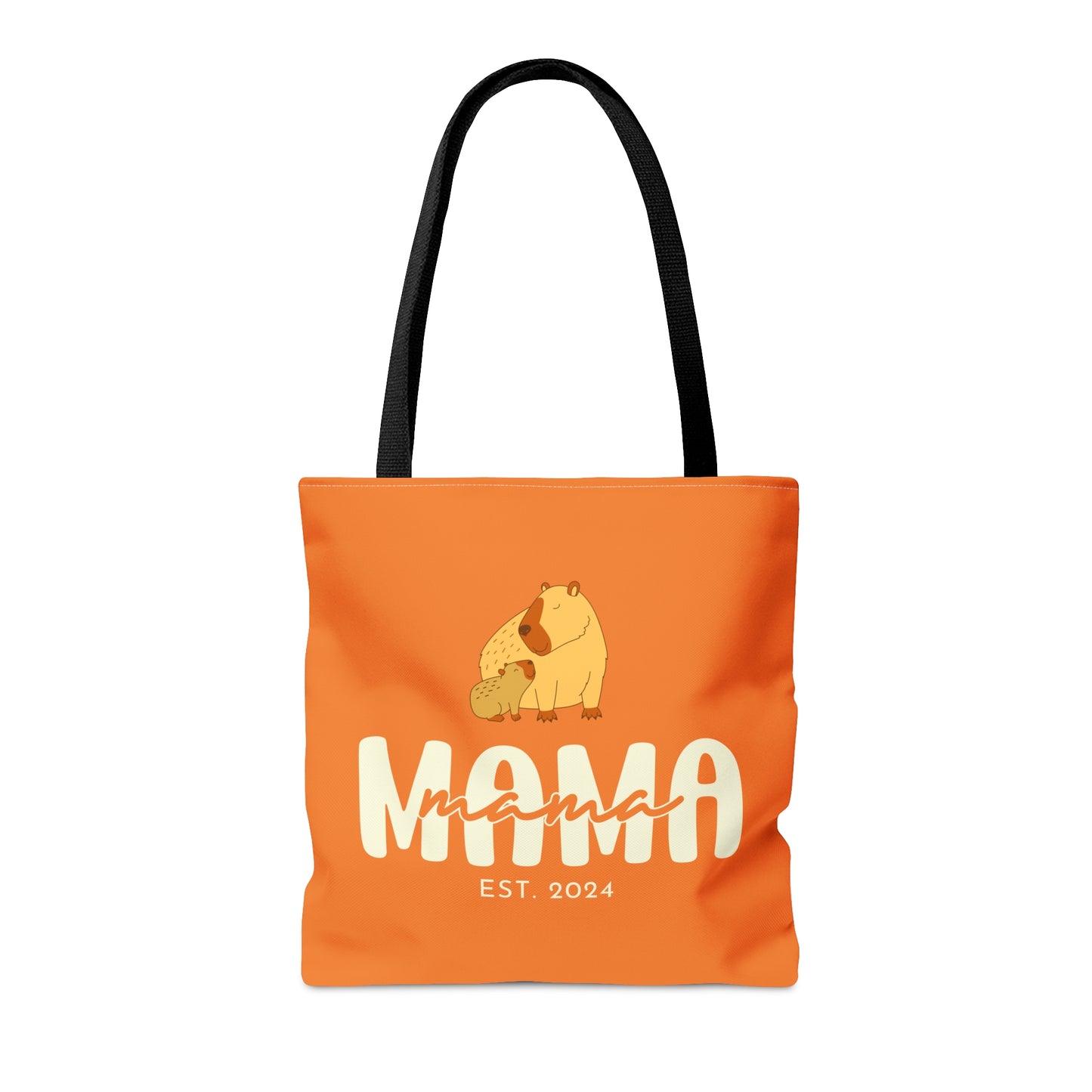 Custom Mama Capybara Tote Bag Orange, Gift for Mom Custom Tote Bag    - HolidayShoppingFinds