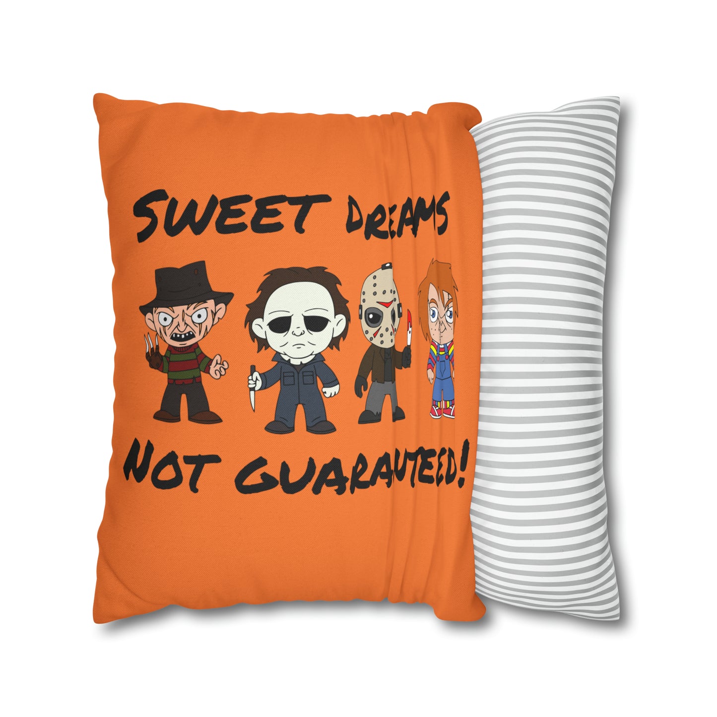 Halloween Horror Movie Characters Pillowcase, Halloween Killers Villains Orange Pillow, Horror Movie Fan Gift Pillow Cover    - HolidayShoppingFinds