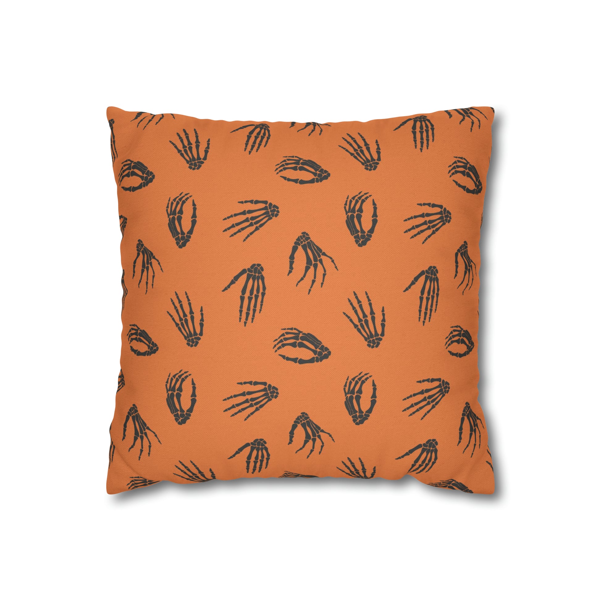 Skeleton Hands Pillowcase Halloween Orange Pillow Spooky Accent Pillow    - HolidayShoppingFinds