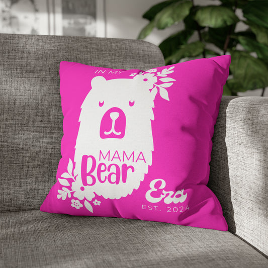 Personalized In My Mama Bear Era Pillowcase Pink, Gift For Mom 18" × 18"   - HolidayShoppingFinds