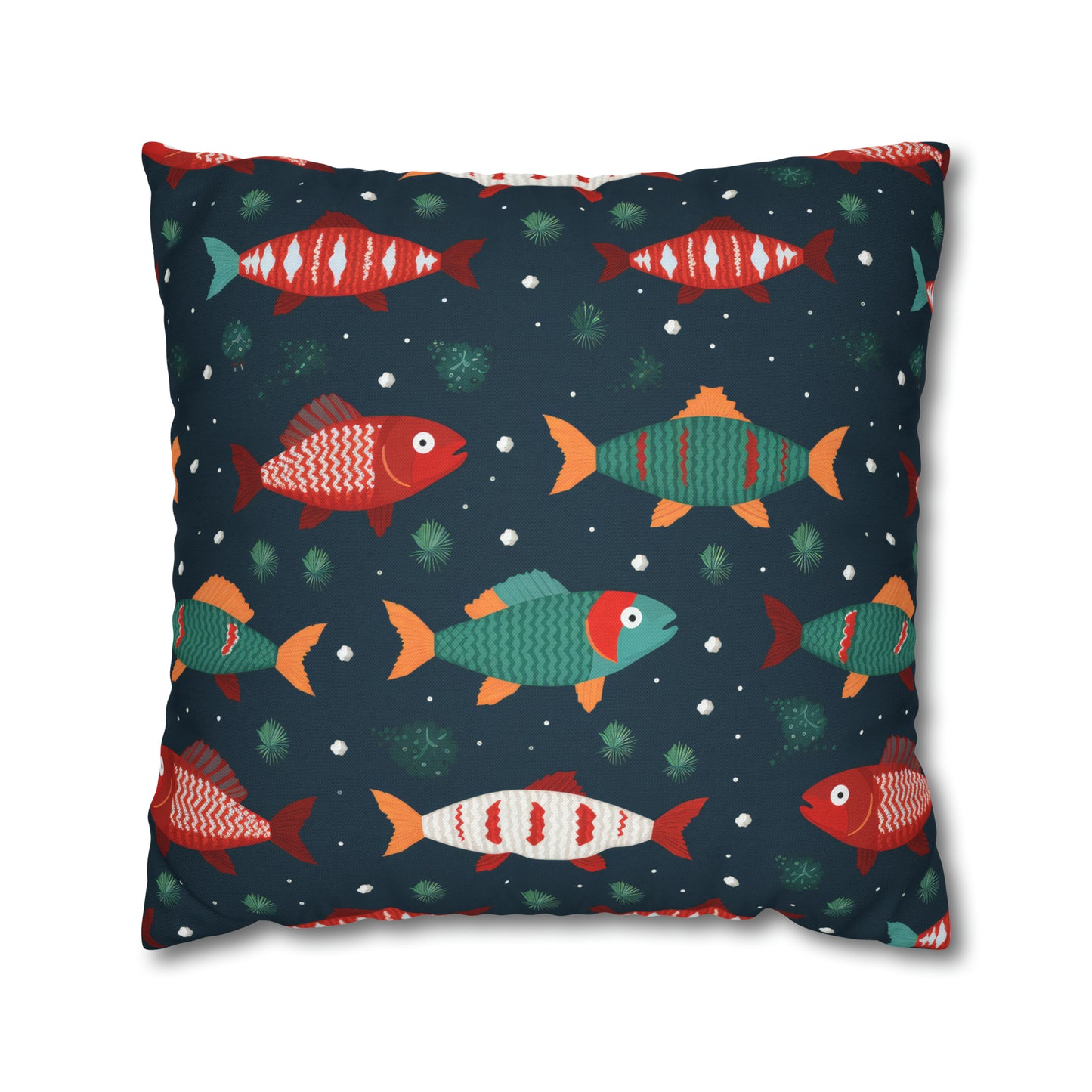 Marine Life Pillowcase, Fish Print Underwater Ocean Blue Pillow Cover Coastal Décor    - HolidayShoppingFinds