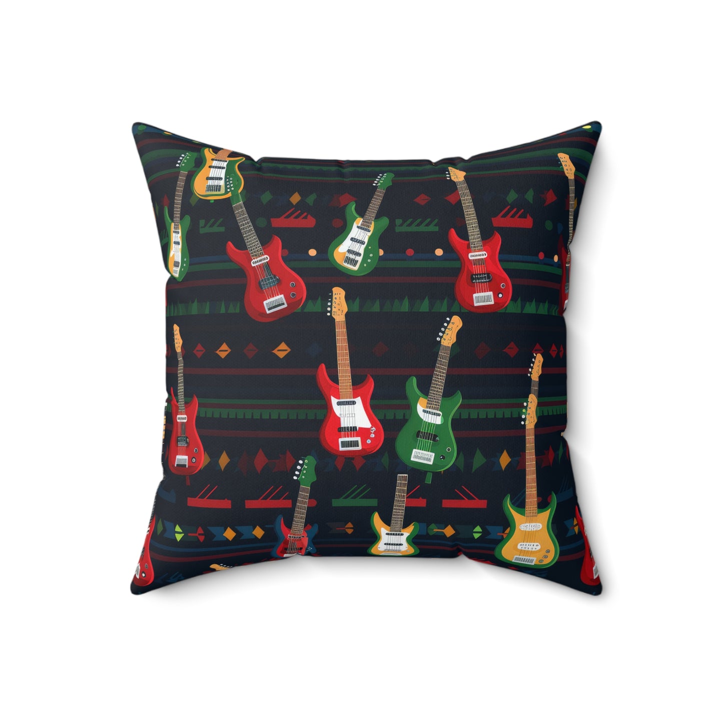 Rockstar Electric Guitar Pillow, Guitarist Gift, Music Lover Pillow (Insert Incl.) Black Blanket 18" × 18"   - HolidayShoppingFinds