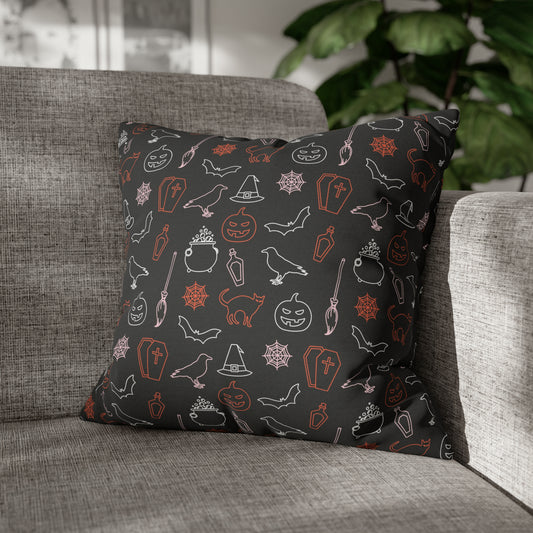 Halloween Pillowcase, Spooky Witch Bat Pillow, Haunted House Black Pillow Cover, Square 2-Sided Pillow    - HolidayShoppingFinds