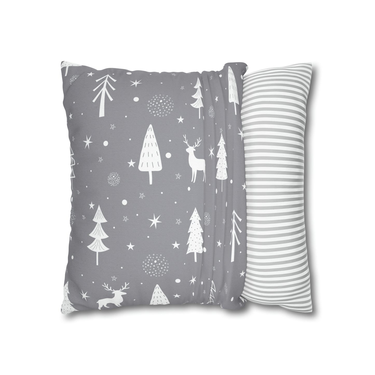 Reindeer Winter Wonderland Pillowcase Gray Holiday Pillow Christmas Gift (A), Holiday Gift    - HolidayShoppingFinds