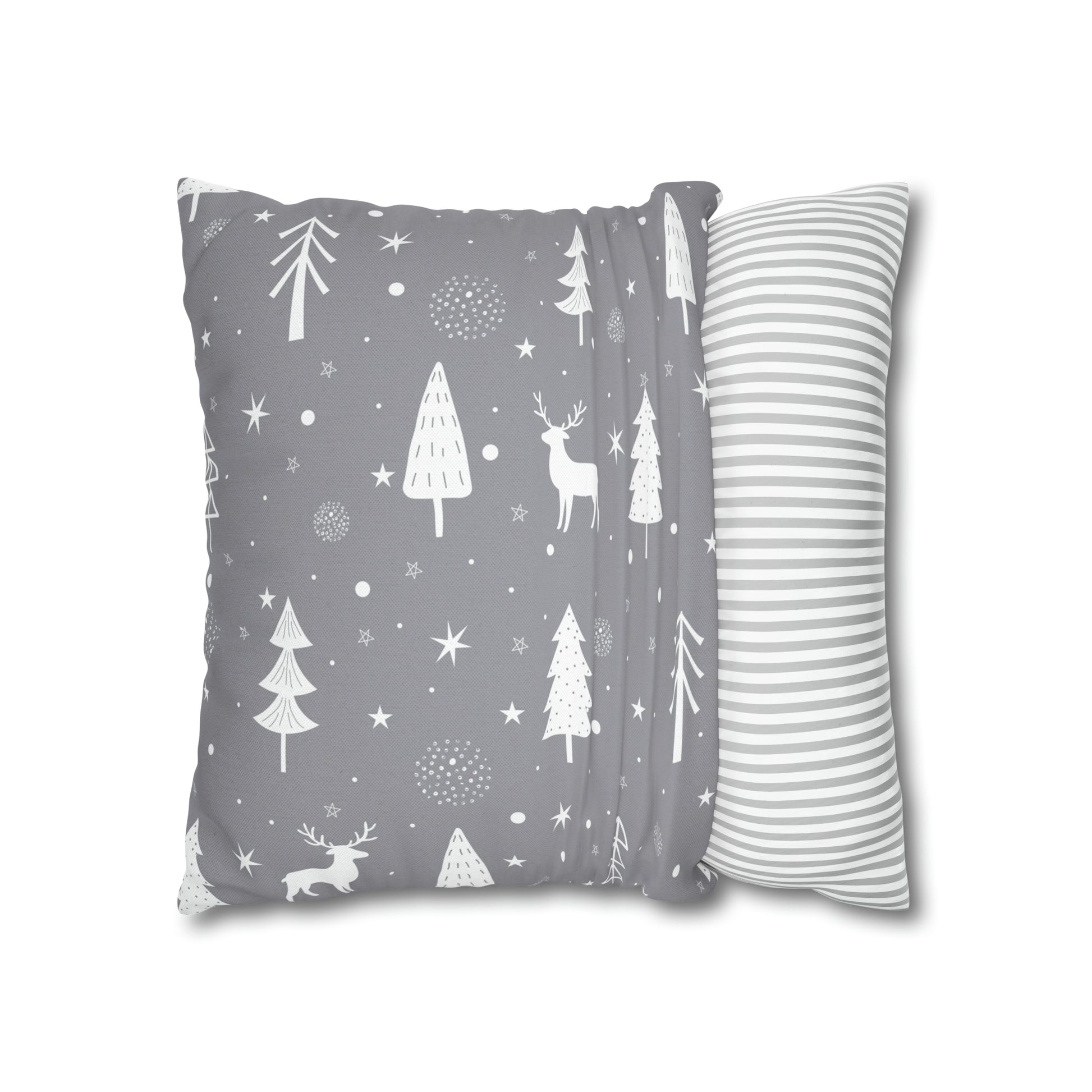 Reindeer Winter Wonderland Pillowcase Gray Holiday Pillow Christmas Gift (A), Holiday Gift    - HolidayShoppingFinds