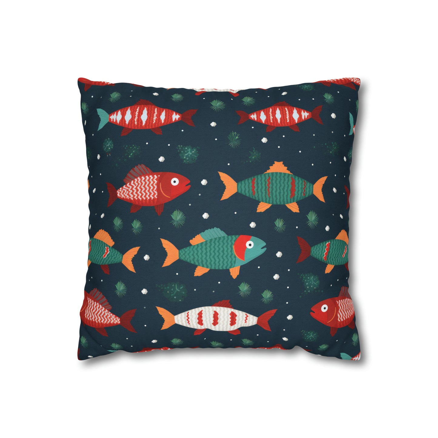 Marine Life Pillowcase, Fish Print Underwater Ocean Blue Pillow Cover Coastal Décor    - HolidayShoppingFinds